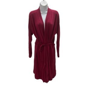 Soma Intimates Women M Cool Nights Robe Burgundy Long Sleeve Wrap Style Belted